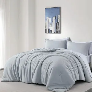 Chezmoi Collection Solid Silver Gray Cotton Comforter Set King Size, 3-Piece Luxury Soft Breathable Smooth Cooling 250TC Cotton Twill Lightweight Bedding Comforter for All Season