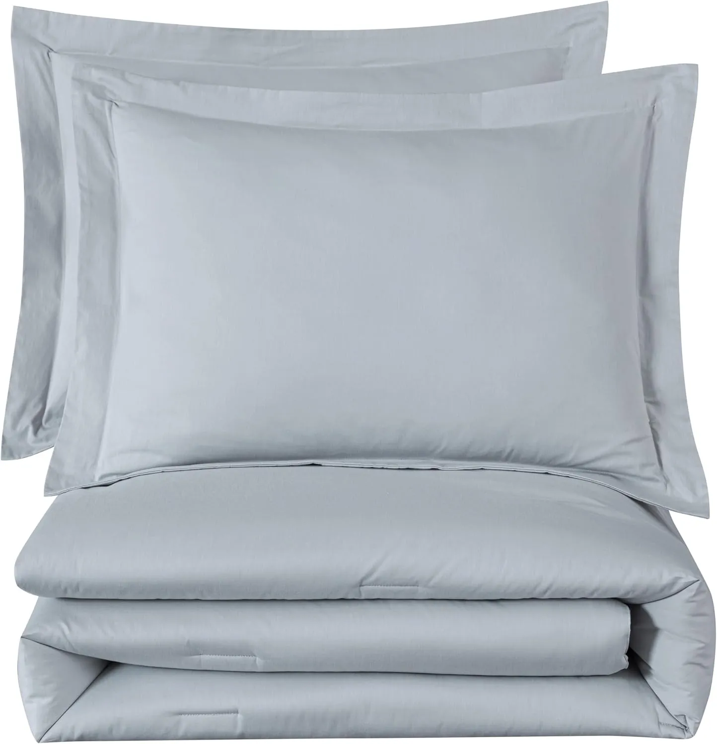 Chezmoi Collection Solid Silver Gray Cotton Comforter Set King Size, 3-Piece Luxury Soft Breathable Smooth Cooling 250TC Cotton Twill Lightweight Bedding Comforter for All Season