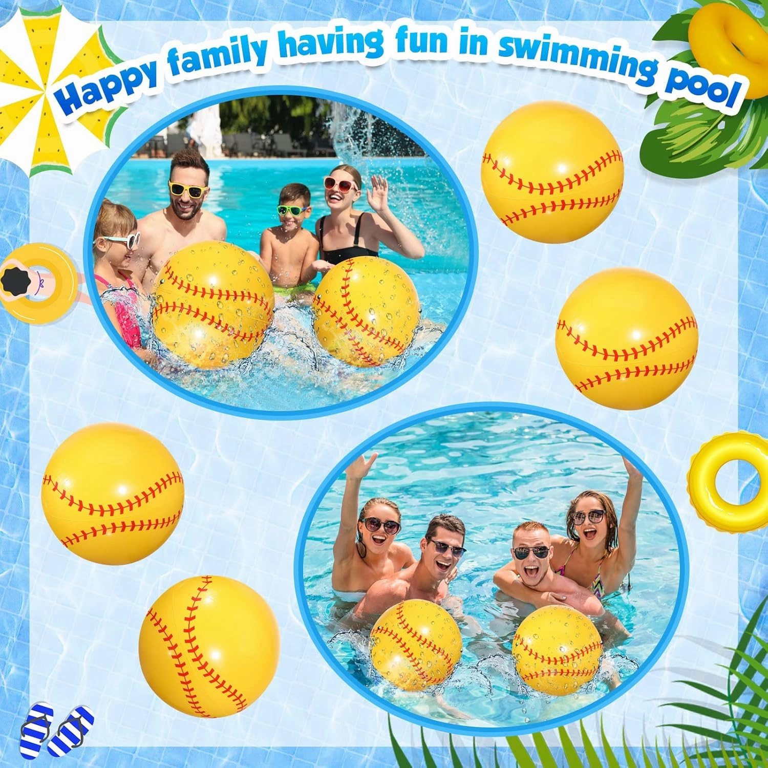 Chivao 24 Pieces Inflatable Ball Soccer Softball Volley Basketball Football 16 Inch Beach Balls Party Favors Summer Swimming Pool(Softball,16 Inch)