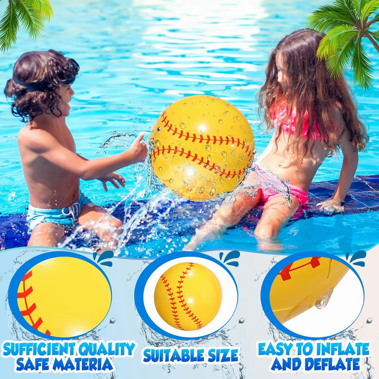 Chivao 24 Pieces Inflatable Ball Soccer Softball Volley Basketball Football 16 Inch Beach Balls Party Favors Summer Swimming Pool(Softball,16 Inch)
