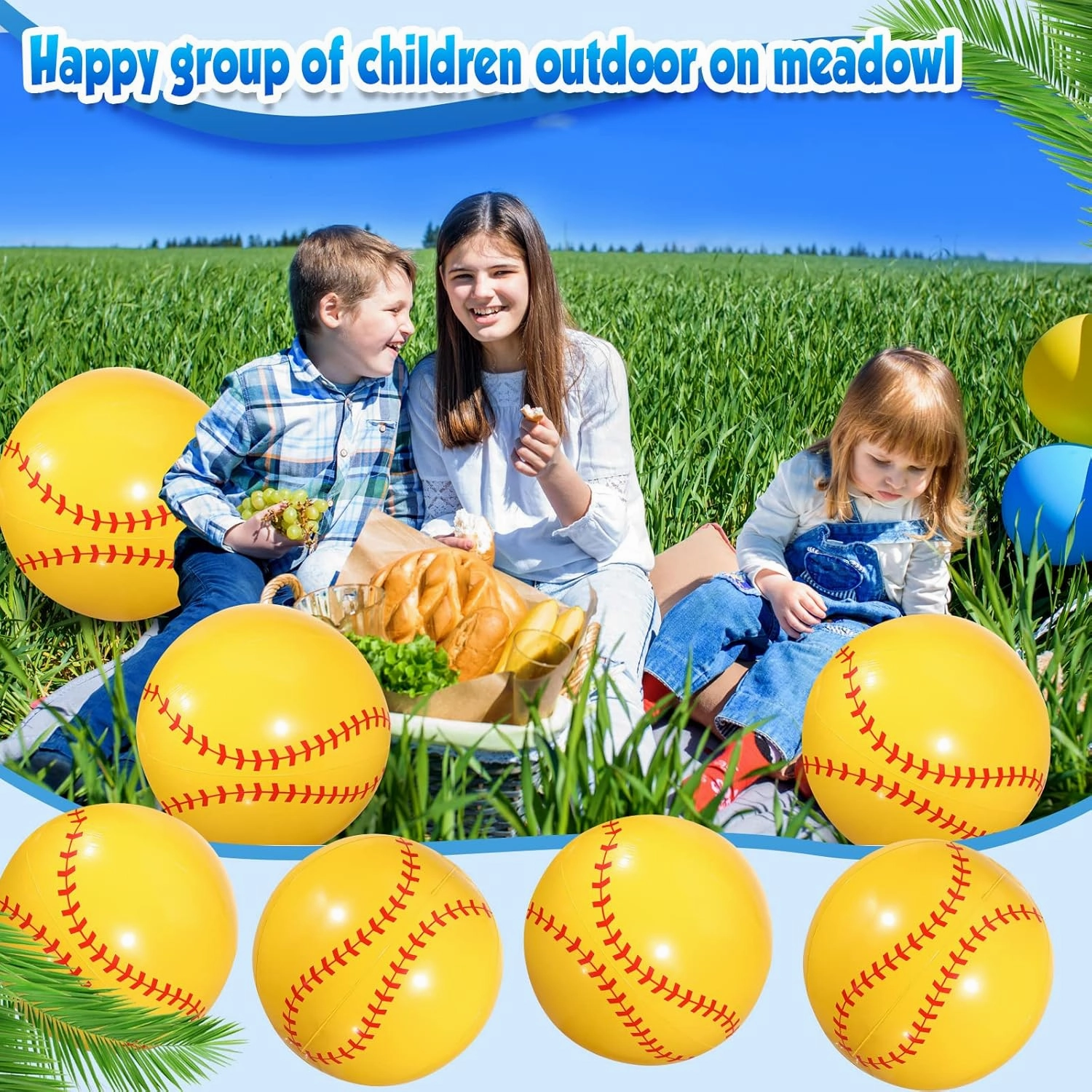 Chivao 24 Pieces Inflatable Ball Soccer Softball Volley Basketball Football 16 Inch Beach Balls Party Favors Summer Swimming Pool(Softball,16 Inch)