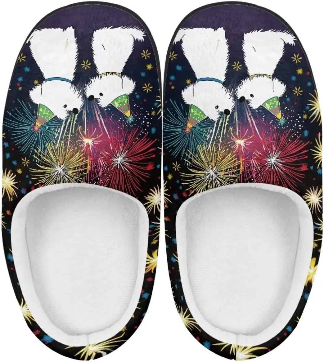 Christmas Plush Slippers for Kids Winter Warm Soft Flannel Cotton Slippers Furry Non-Slip House Outdoor Slippers for Child US 9-15
