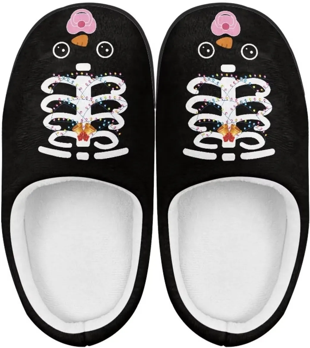 Christmas Plush Slippers for Kids Winter Warm Soft Flannel Cotton Slippers Furry Non-Slip House Outdoor Slippers for Child US 9-15