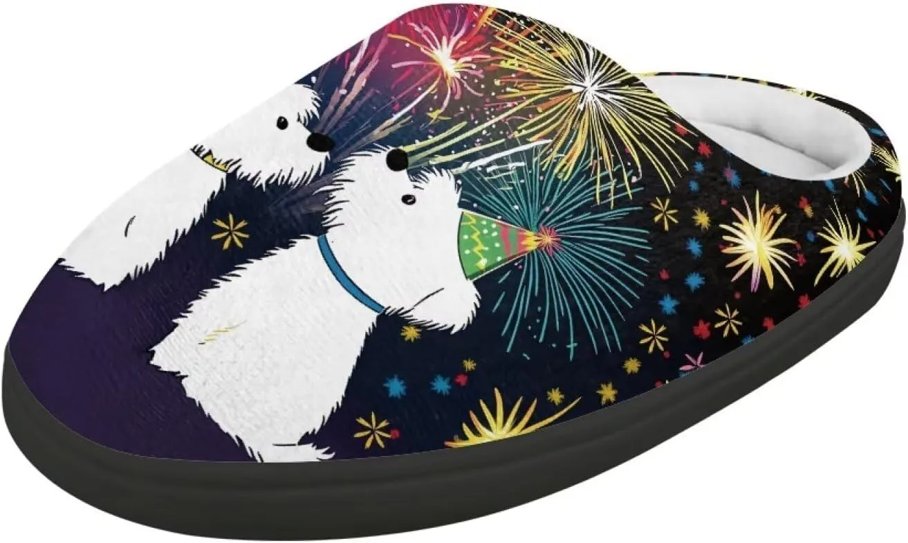 Christmas Plush Slippers for Kids Winter Warm Soft Flannel Cotton Slippers Furry Non-Slip House Outdoor Slippers for Child US 9-15