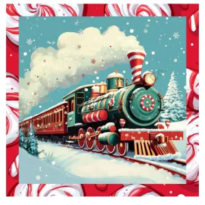 Christmas train sign, Peppermint candy decoration for the holidays, Christmas holiday train set
