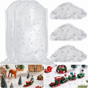 Christmas Fake Snow Fluffy Artificial Snow with Christmas Snowflake Glitter Confetti Fake Indoor Snow Blanket Realistic Snow Decor for Christmas Displays Christmas Tree Village (250 g/ 8.82 ounce)