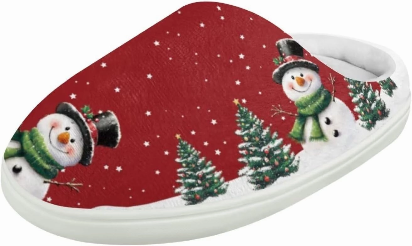Christmas Plush Slippers for Kids Cozy Winter Flannel Warm Cotton Slippers Comfortable Breathable Fluffy House Outdoor Slippers for Child US 9-15