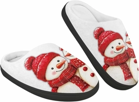 Christmas Plush Slippers for Kids Cozy Winter Warm Fuzzy Cotton Flannel House Slippers Breathable Anti-Skid Outdoor Slippers for Child US 9-15