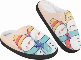 Christmas Plush Slippers for Kids Cozy Winter Warm Fuzzy Cotton Flannel House Slippers Breathable Anti-Skid Outdoor Slippers for Child US 9-15