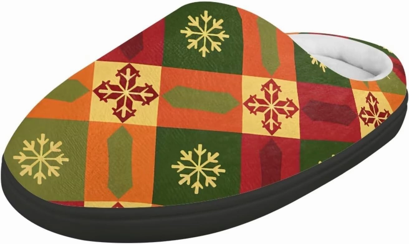 Christmas Plush Slippers for Kids Winter Warm Cozy Fluffy Breathable Cotton House Slippers Flannel Non-Slip Outdoor Slippers for Child US 9-15