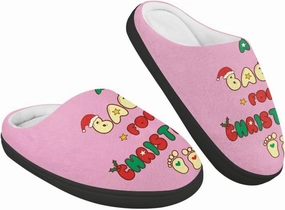 Christmas Plush Slippers for Kids Winter Warm Soft Flannel Cotton Slippers Furry Non-Slip House Outdoor Slippers for Child US 9-15