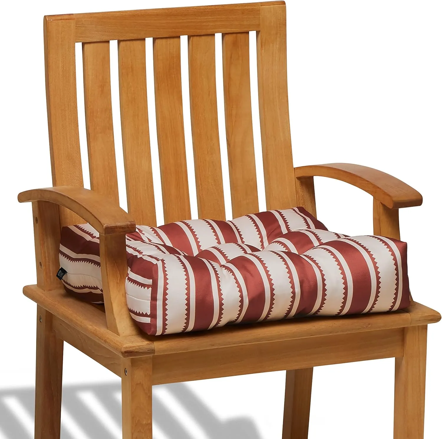 Classic Accessories Water-Resistant Square Patio Seat Cushions, 19 x 19 x 5 Inch, 2 Pack, Brick Sedona Stripe, Outdoor Seat Cushions