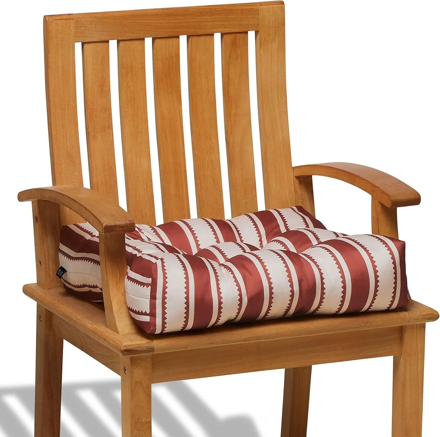 Classic Accessories Water-Resistant Square Patio Seat Cushions, 19 x 19 x 5 Inch, 2 Pack, Brick Sedona Stripe, Outdoor Seat Cushions