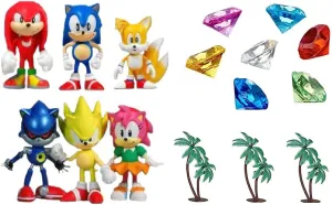 Classic Sonic 15-Piece Figure Play Set - Friends, Palm Trees, Sonic Gems