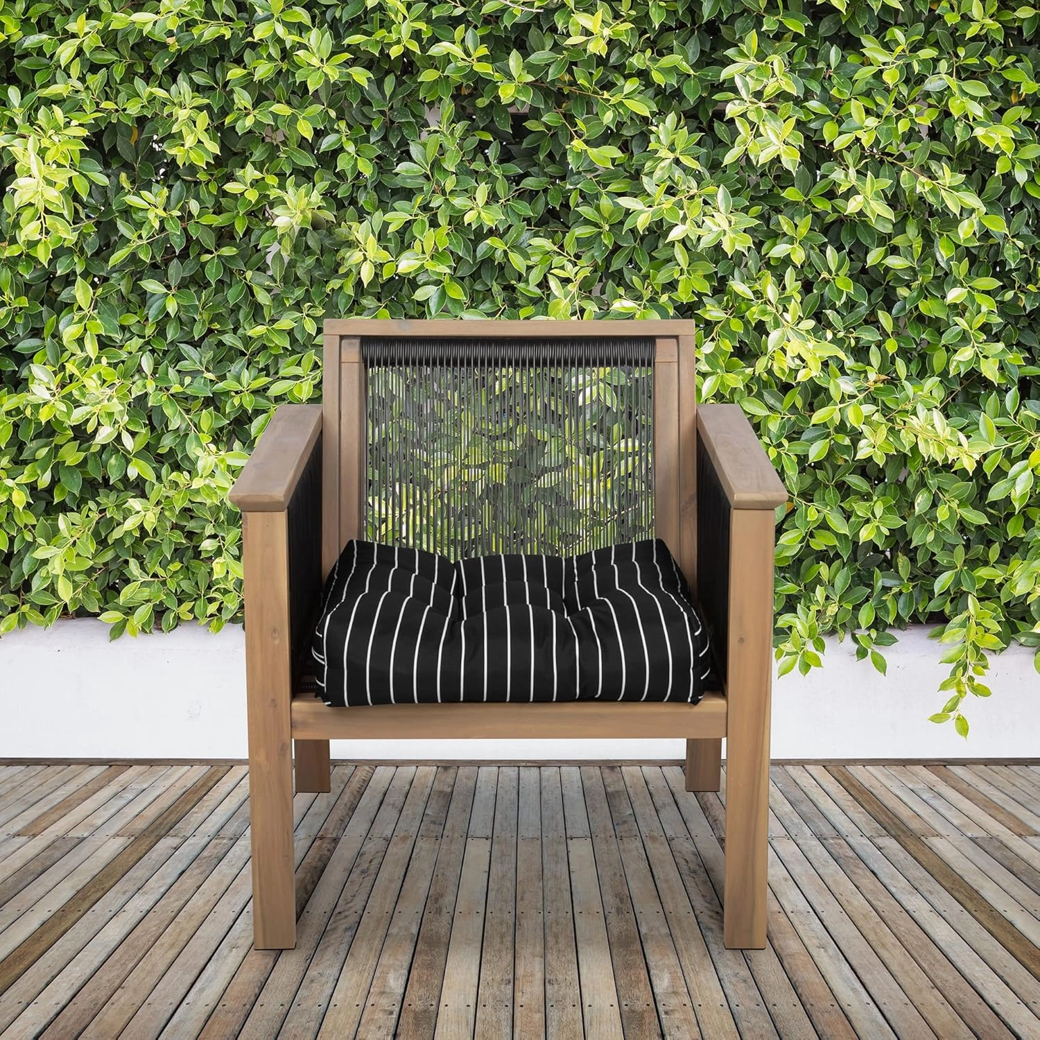 Classic Accessories Outdoor Chair Cushion, 2 Pack, Black Ink, Stripe, 19"W, Outdoor Chair Cushions, Patio Chair Cushions, Patio Cushions