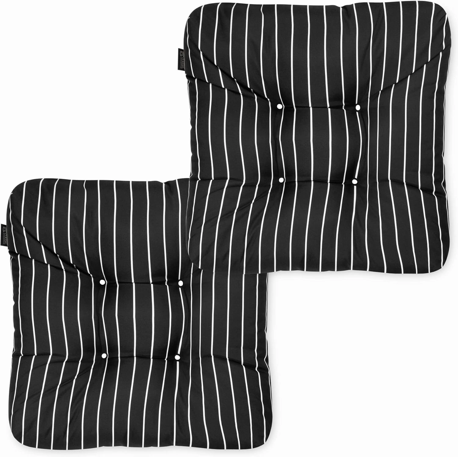 Classic Accessories Outdoor Chair Cushion, 2 Pack, Black Ink, Stripe, 19"W, Outdoor Chair Cushions, Patio Chair Cushions, Patio Cushions