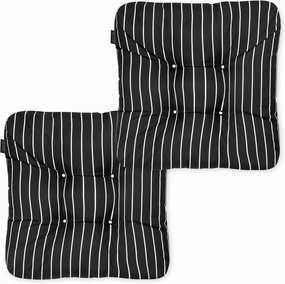 Classic Accessories Outdoor Chair Cushion, 2 Pack, Black Ink, Stripe, 19"W, Outdoor Chair Cushions, Patio Chair Cushions, Patio Cushions
