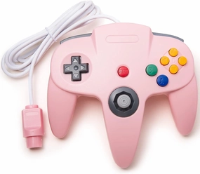 Classic N64 Controller, Retro N64 Wired Joystick Replacement Gamepad Controller for N64 System Video Games Console Pink
