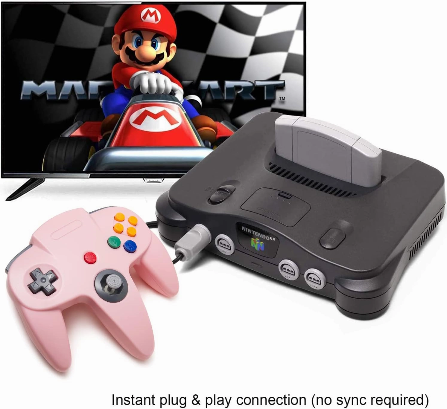 Classic N64 Controller, Retro N64 Wired Joystick Replacement Gamepad Controller for N64 System Video Games Console Pink