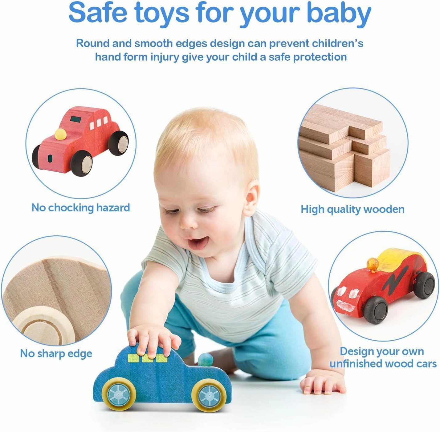 clothmile 24 Pieces DIY Wood Car Toys Unfinished Wooden Cars Toys Wooden Painting Blocks Crafts Kits for Christmas School Students Home Activities Craft Projects Easy Woodworking and Family Time Set
