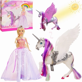 Color Change Unicorn and Fairy Tale Princess Doll, W/ Mane Brush, Girls' Unicorn Doll Toys Gifts, Presents for Girl Kids Aged 3  (Color Changing White Unicorn)