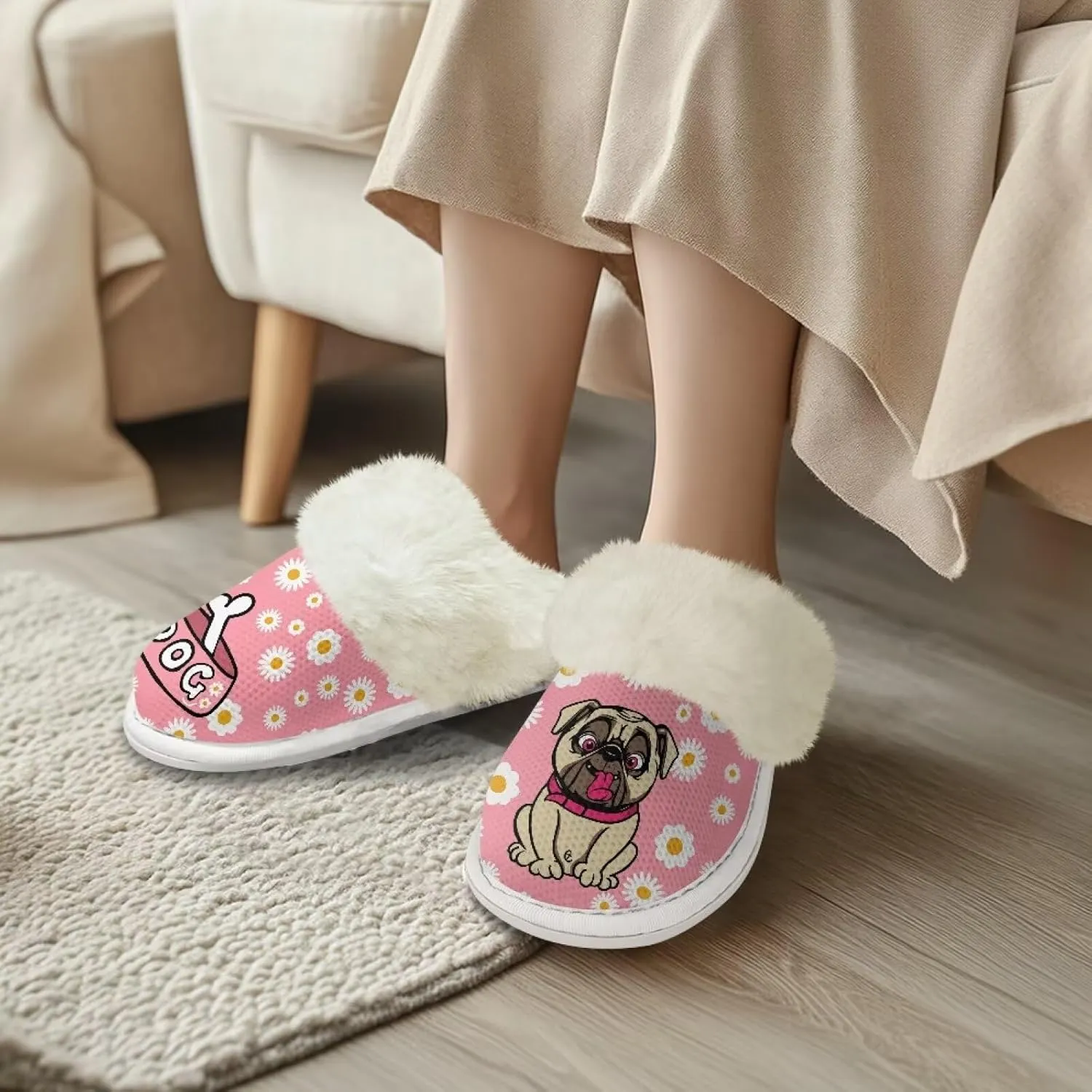 Coloranimal Womens Slippers Fuzzy Slippers Women Warm Slippers House Shoes with Soft Plush Comfy Bedroom Shoes Casual Winter Slippers