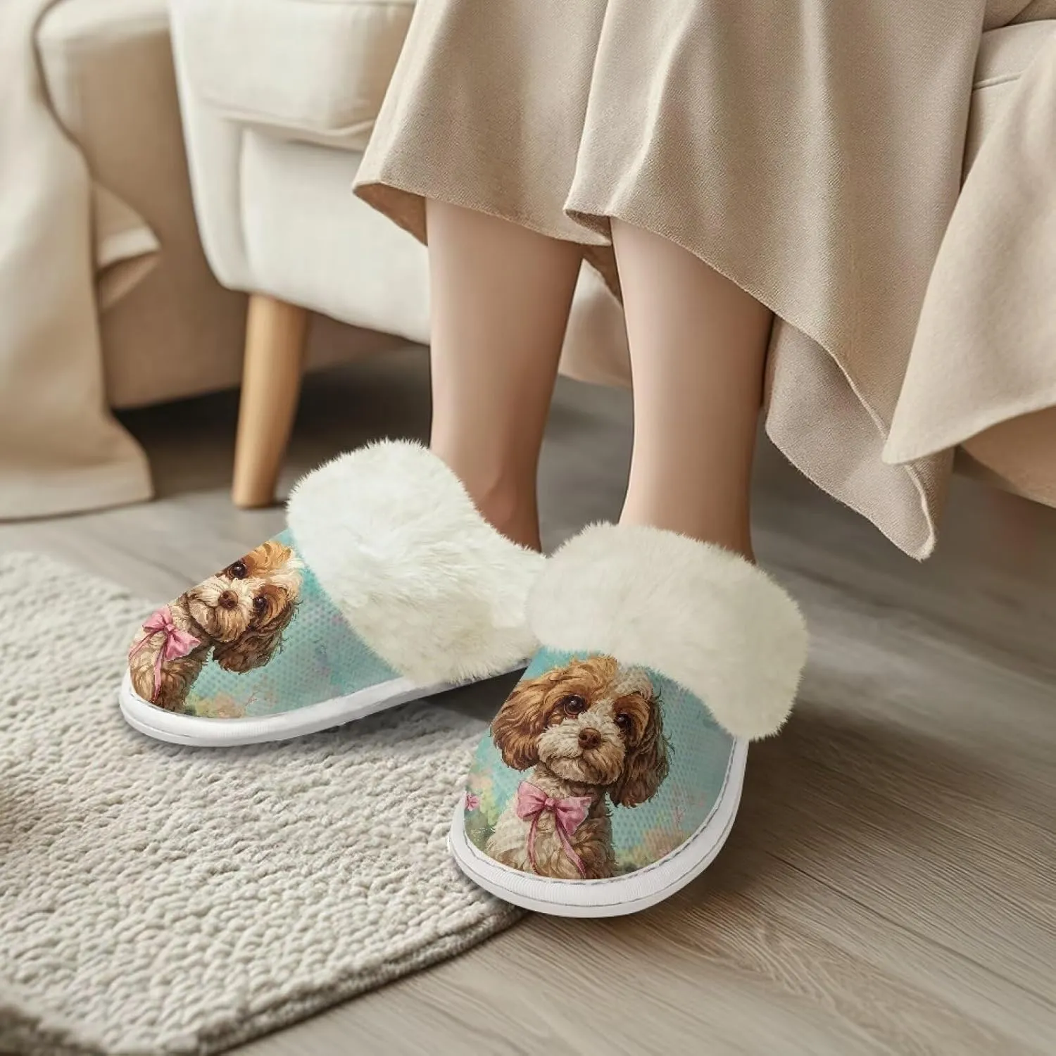 Coloranimal Womens Slippers Fuzzy Slippers Women Warm Slippers House Shoes with Soft Plush Comfy Bedroom Shoes Casual Winter Slippers