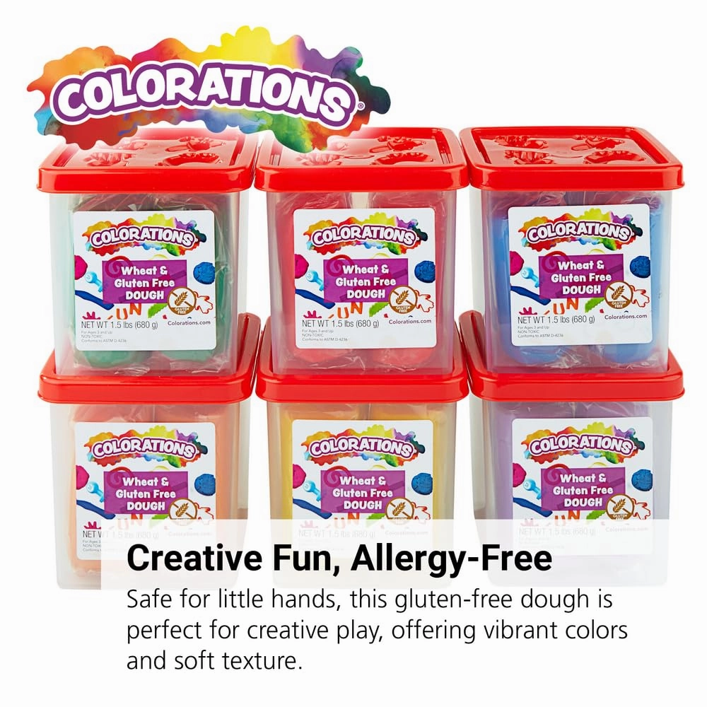 Colorations Wheat & Gluten Free Dough, 6 Classic Colors, ea 1.5 lb | Non-Toxic, Play Dough, Bulk Set, Sensory Kit, Party Favors, Classroom Pack