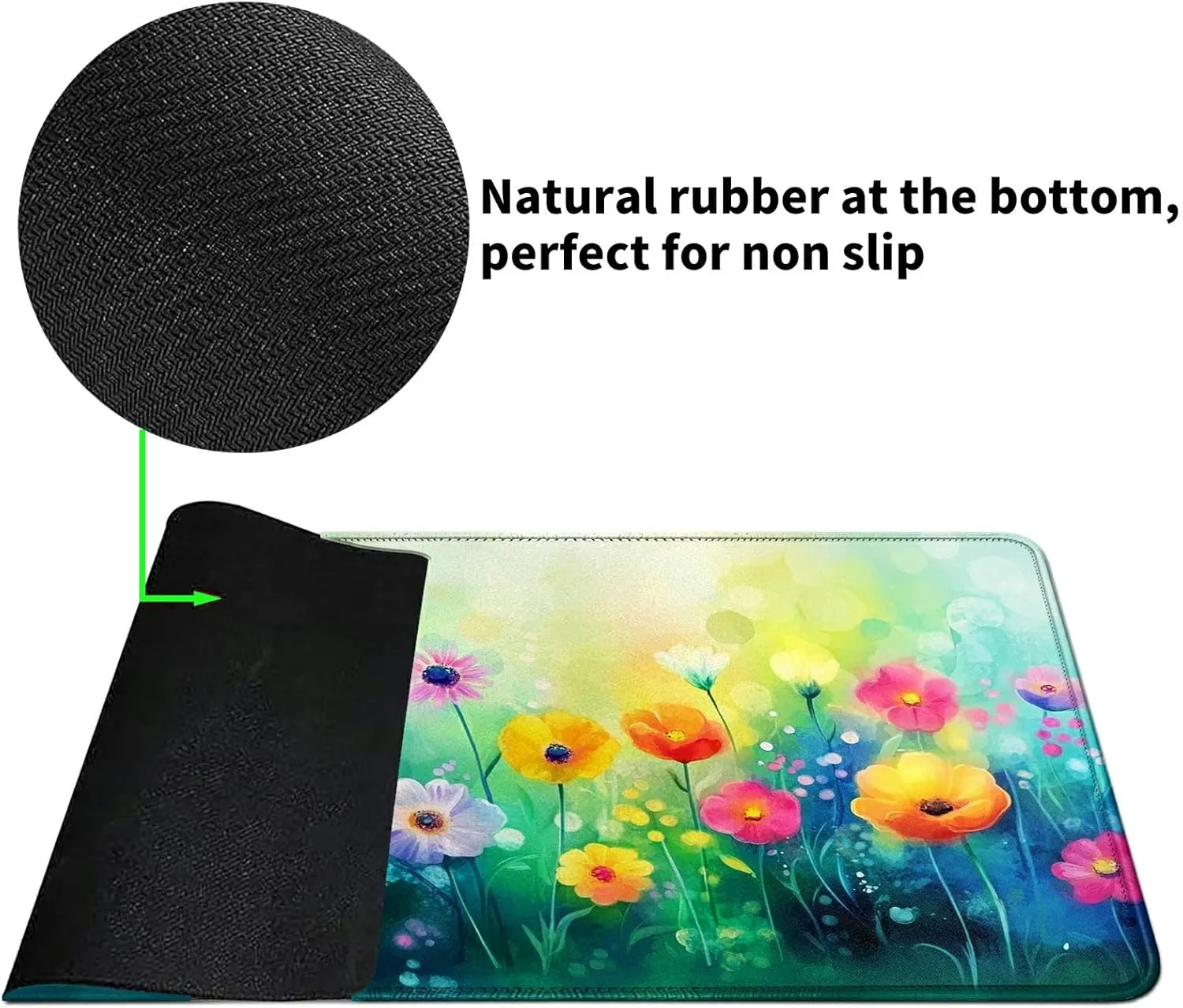 Colorful Flower Garden Theme Card Playmat Mat 23.6" x 13.8" for MTG & TCG Playmat Mouse Pad Game Mat Trading Card Game Table Mat Perfect for Card Games Video Games Computer Office