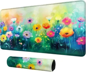Colorful Flower Garden Theme Card Playmat Mat 23.6" x 13.8" for MTG & TCG Playmat Mouse Pad Game Mat Trading Card Game Table Mat Perfect for Card Games Video Games Computer Office