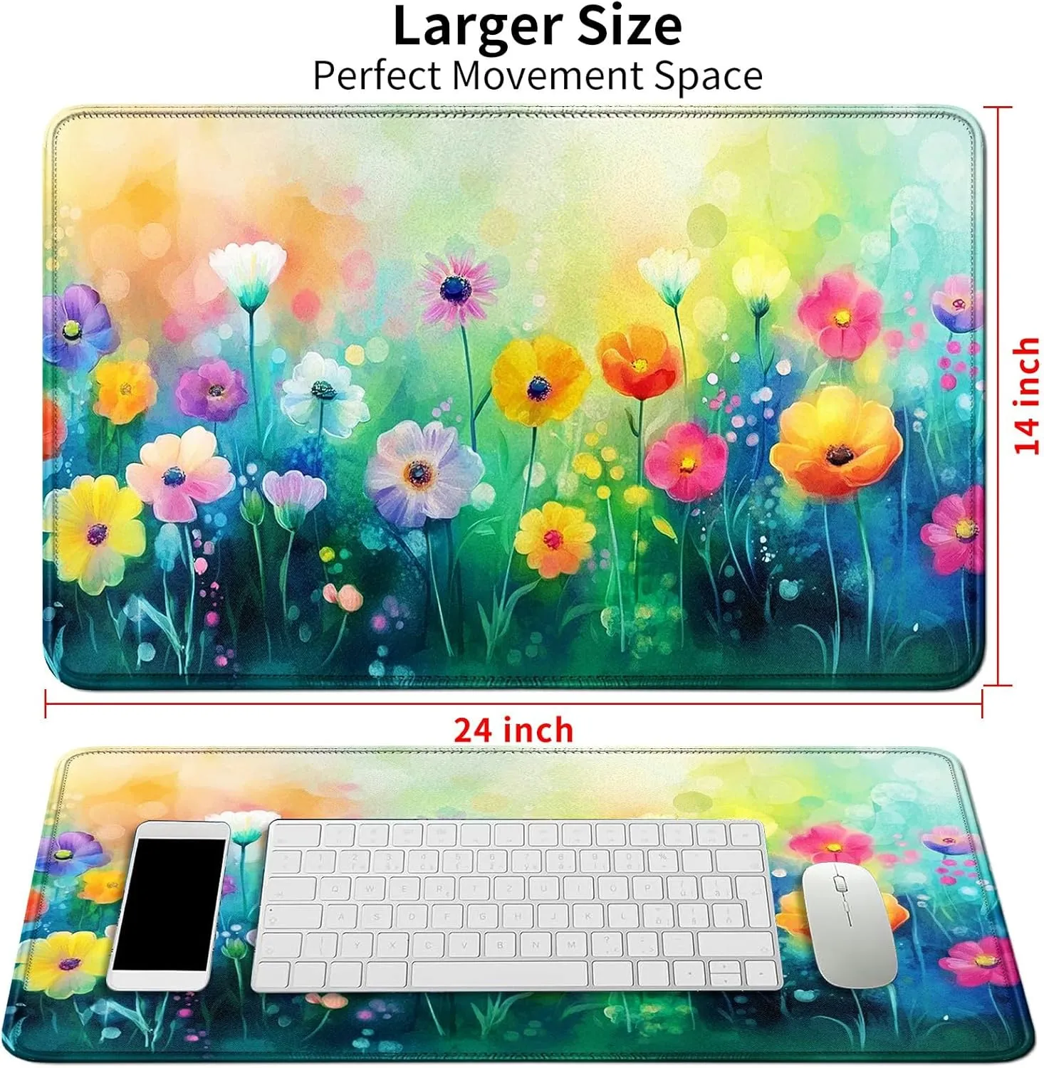 Colorful Flower Garden Theme Card Playmat Mat 23.6" x 13.8" for MTG & TCG Playmat Mouse Pad Game Mat Trading Card Game Table Mat Perfect for Card Games Video Games Computer Office