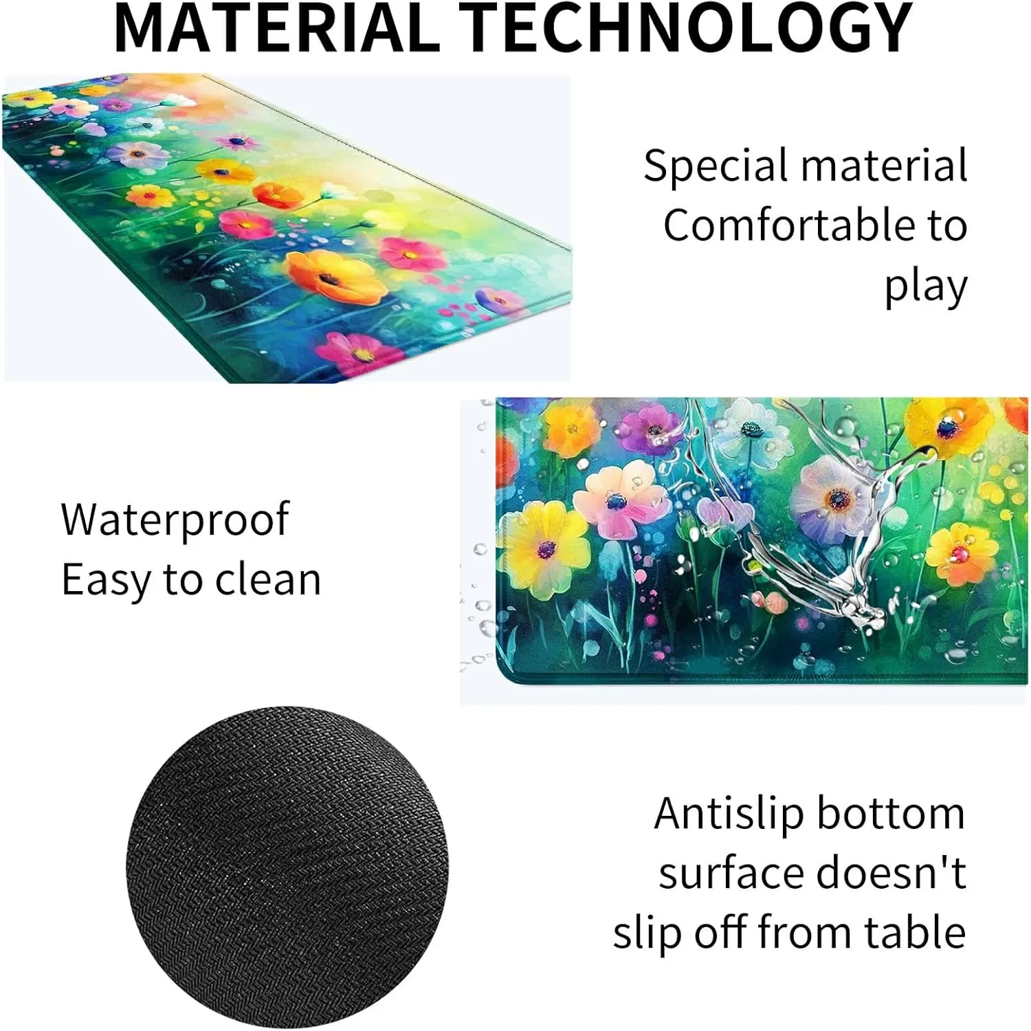 Colorful Flower Garden Theme Card Playmat Mat 23.6" x 13.8" for MTG & TCG Playmat Mouse Pad Game Mat Trading Card Game Table Mat Perfect for Card Games Video Games Computer Office
