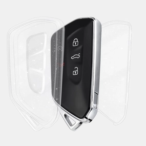 Compatible with VW Volkswagen Key Fob Cover, Key Case Shell for VW ID.4 ID.3 Golf 8 MK8 MK4 Skoda Octavia Seat Leon Smart Remote Control Car Accessories, Transparent Bling White