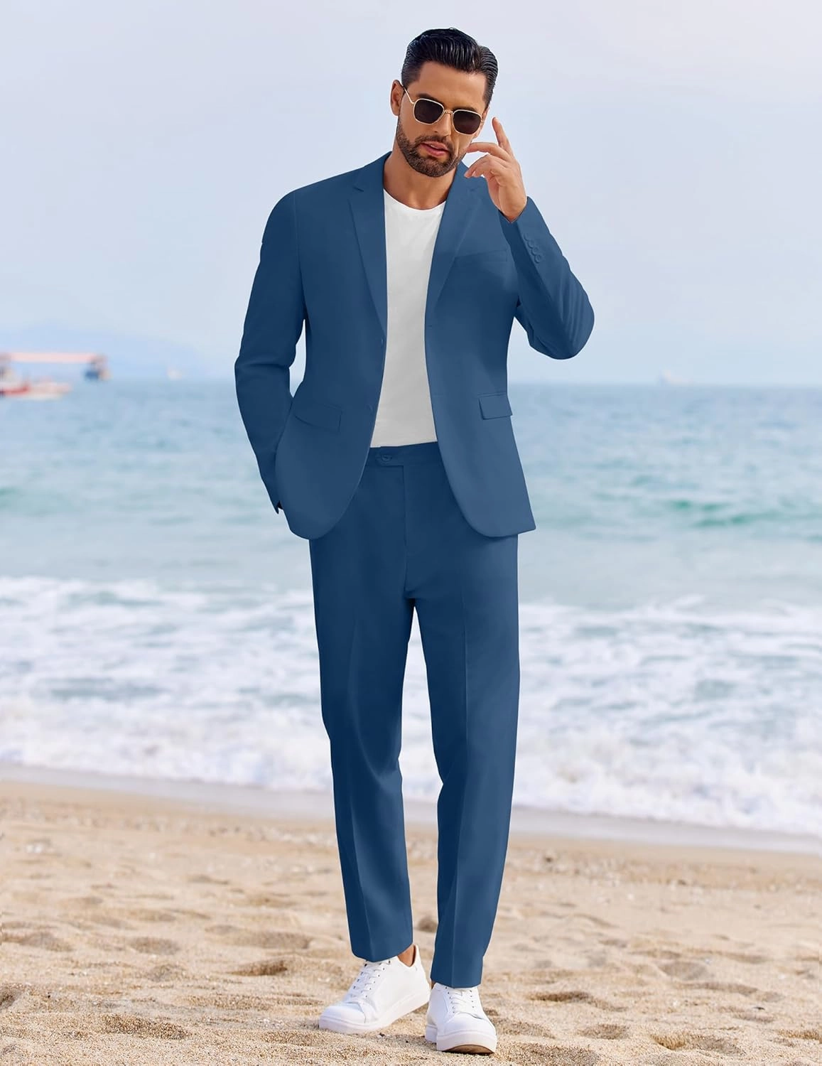 COOFANDY Men's 2 Piece Linen Cotton Suits Set Casual Linen Lightweight Suit Summer Beach Wedding