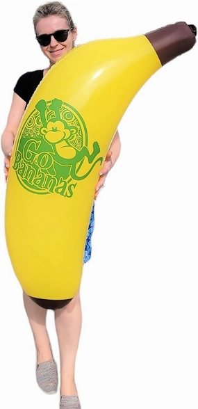 Cool Yellow Inflatable Banana (44") Vinyl. Safe Inflate Fruit. Pool Toy. Party Decoration.