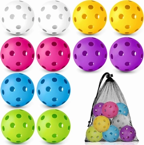 Coopay 12/100 Pack Baseball Practice Balls Plastic Training Balls Lightweight Hollow Softballs with a Drawstring Bag for Hitting, Baseball Training Indoor Outdoor Use