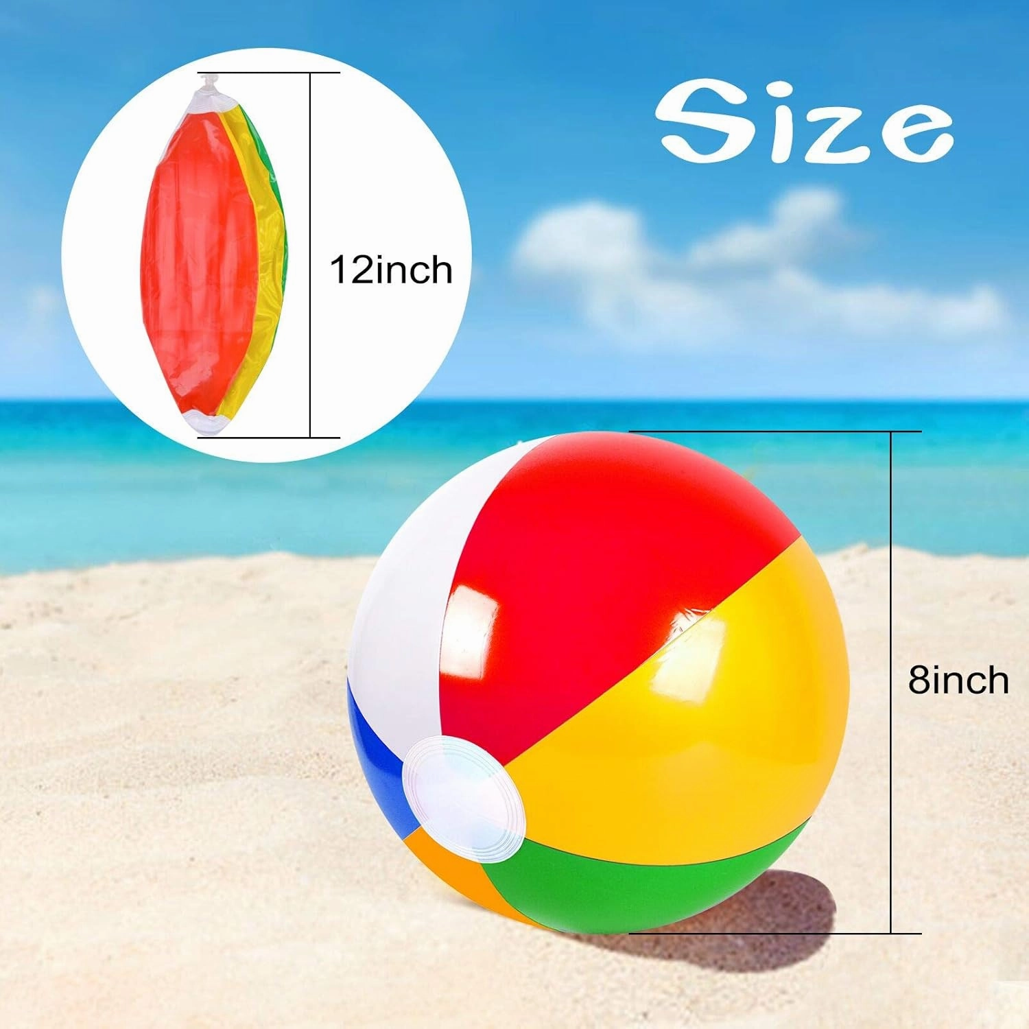 Coopay 60 Pack Inflatable Beach Balls Classic Rainbow Swimming Pool Ball Birthday Beach Party Decoration Summer Water Games Gifts 8 to 12 Inches from Inflated to Deflated