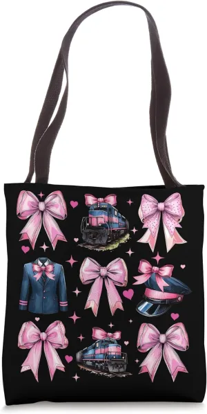 Coquette Bow Train Driver Freight Conductor Locomotive Girl Tote Bag
