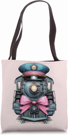 Coquette Bow Train Driver Freight Conductor Locomotive Girl Tote Bag