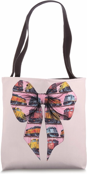 Coquette Bow Train Driver Freight Conductor Locomotive Girl Tote Bag