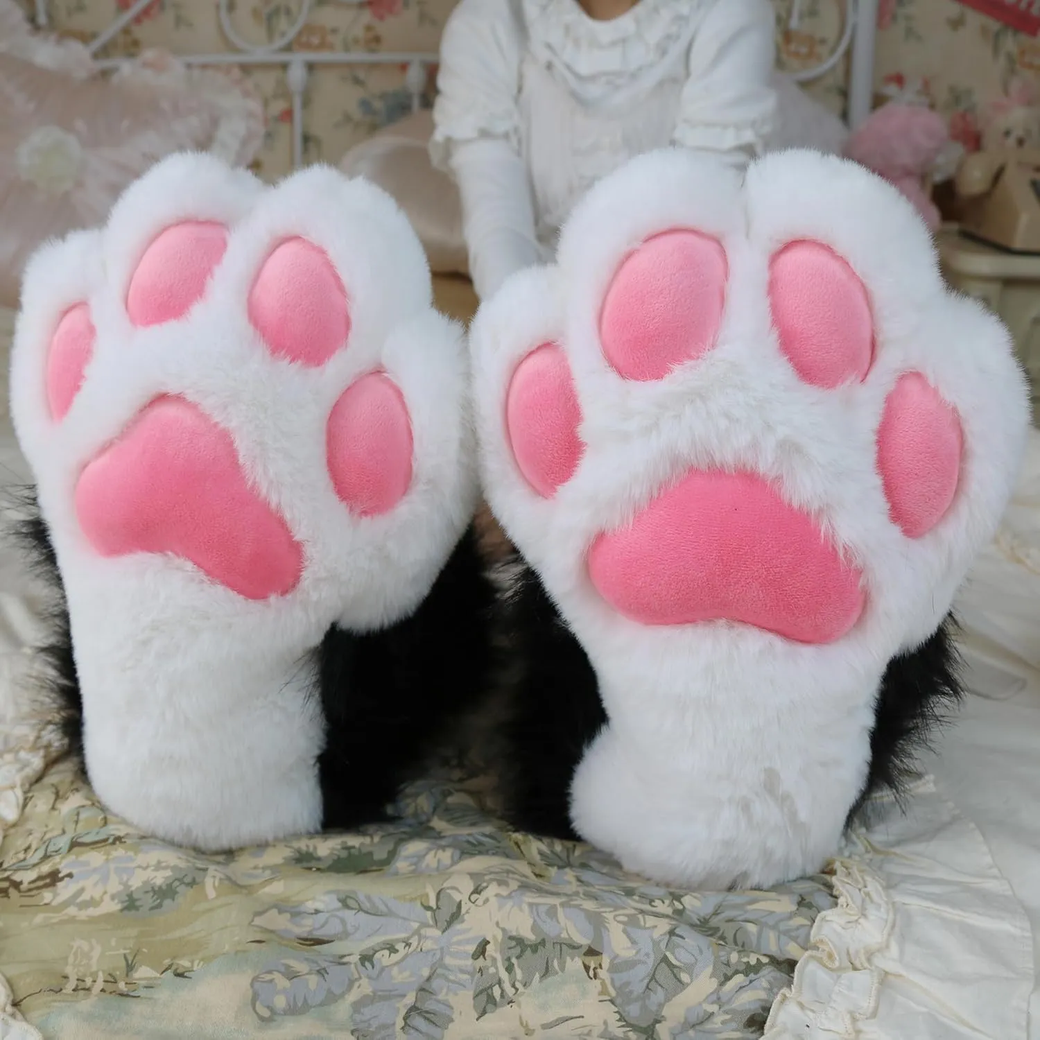 Cosplay Animal Cat Plastic Claws for Fursuit Feet Paw Shoes Furry Paw Slippers Adults Costume Accessories Set