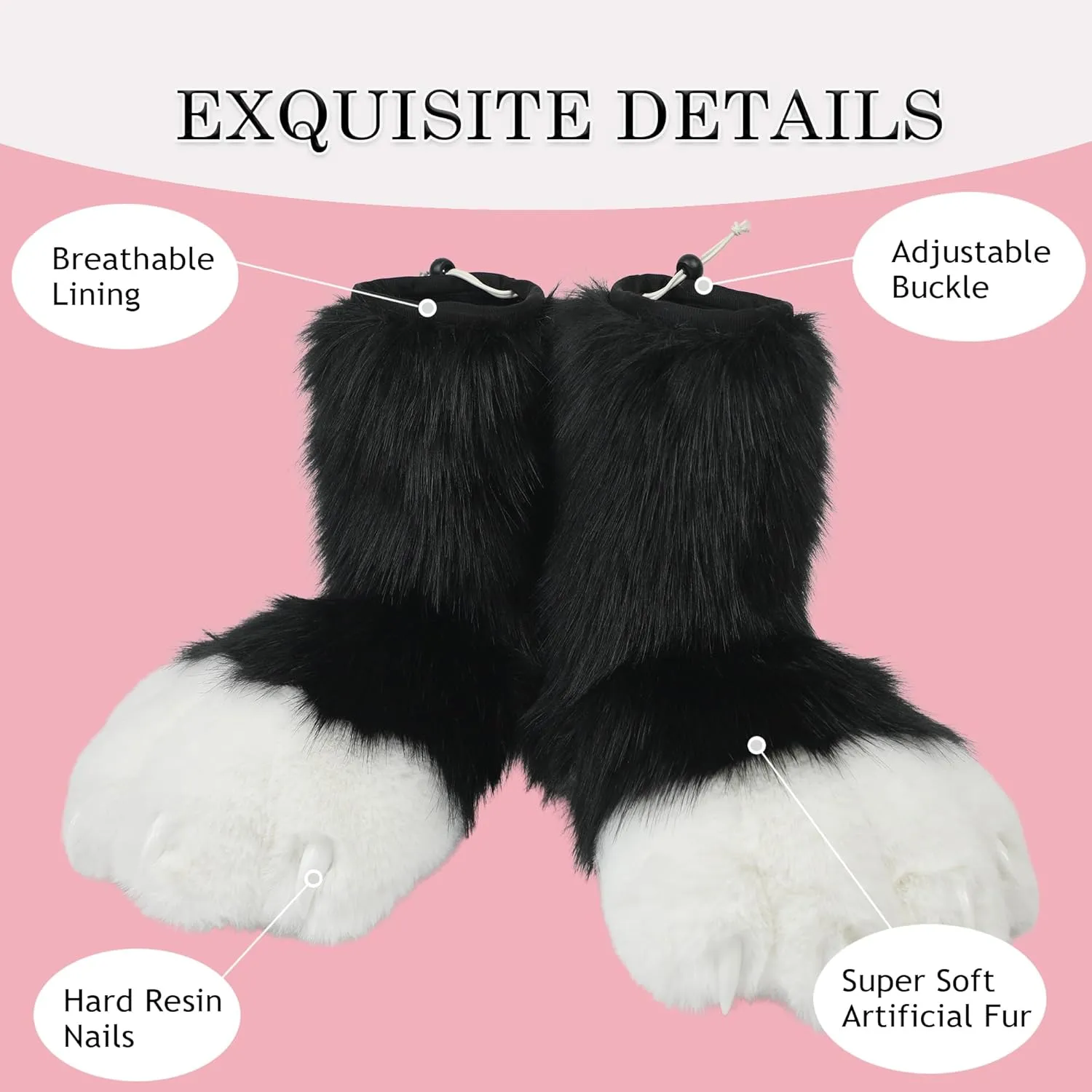 Cosplay Animal Cat Plastic Claws for Fursuit Feet Paw Shoes Furry Paw Slippers Adults Costume Accessories Set