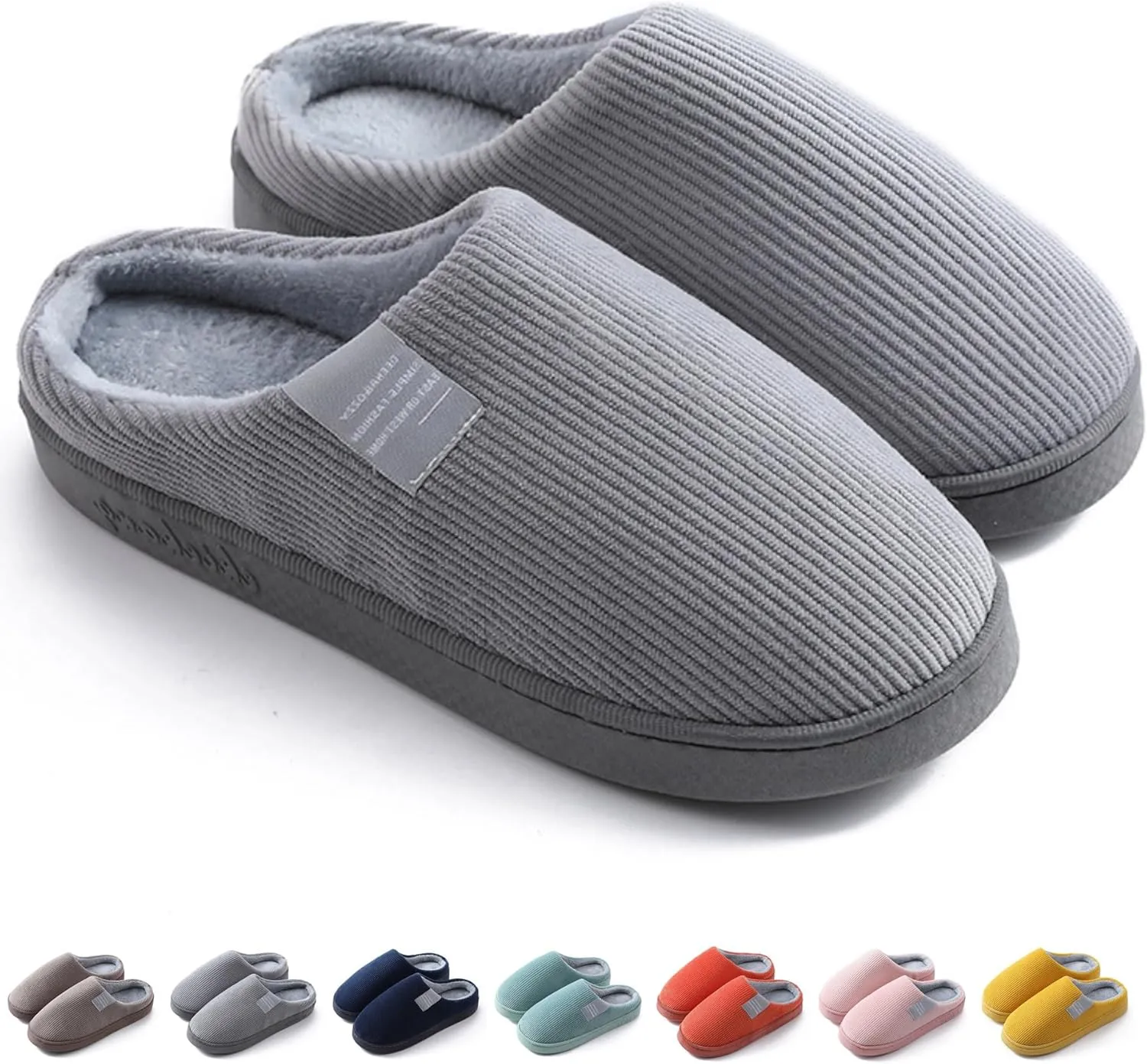 Cotton Slippers Women Men Plush Couples Home Slippers Fluffy Winter Warm Slippers Slip-On House Slippers Fuzzy Anti-Skid Indoor Outdoor Shoes Cozy Bedroom Slippers