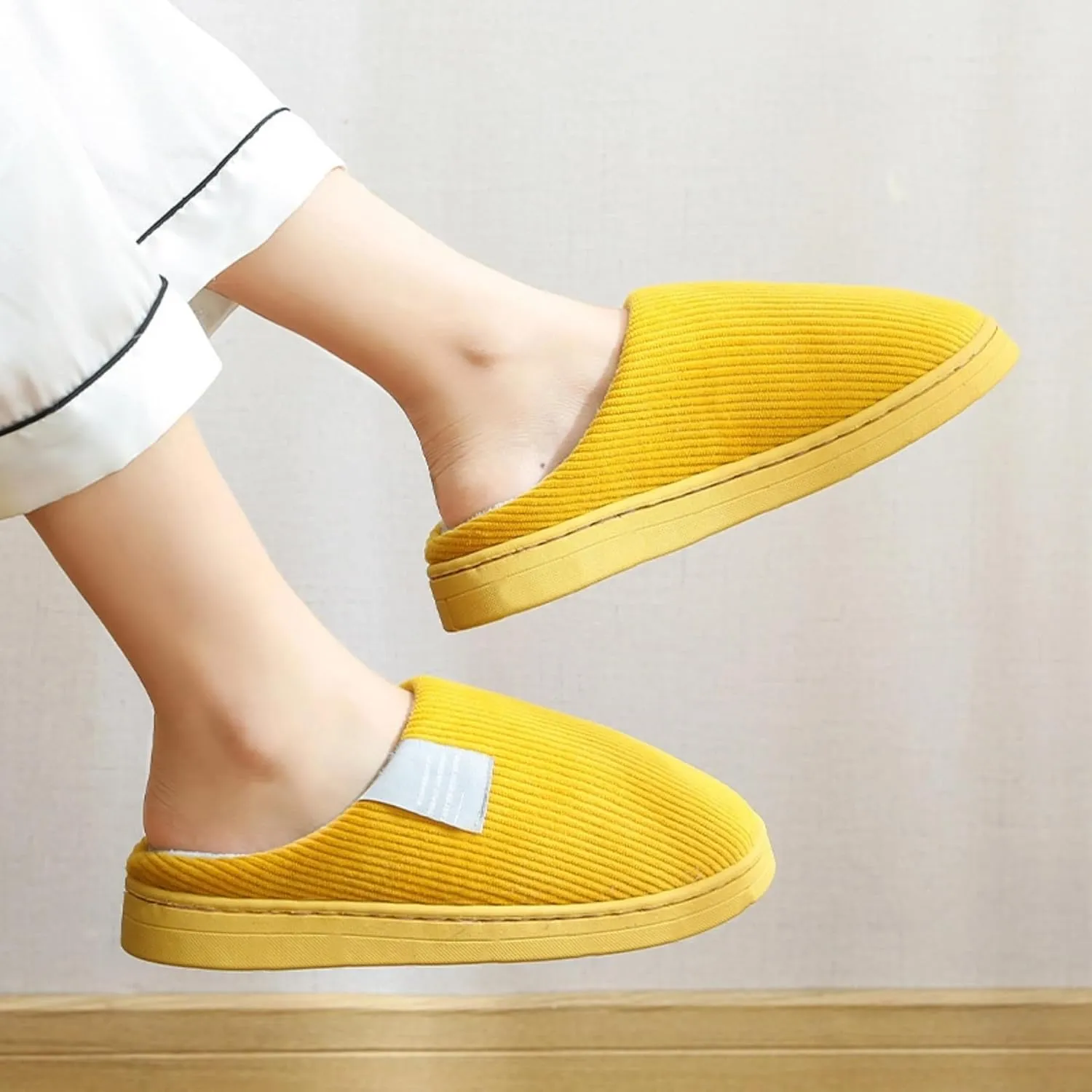 Cotton Slippers Women Men Plush Couples Home Slippers Fluffy Winter Warm Slippers Slip-On House Slippers Fuzzy Anti-Skid Indoor Outdoor Shoes Cozy Bedroom Slippers