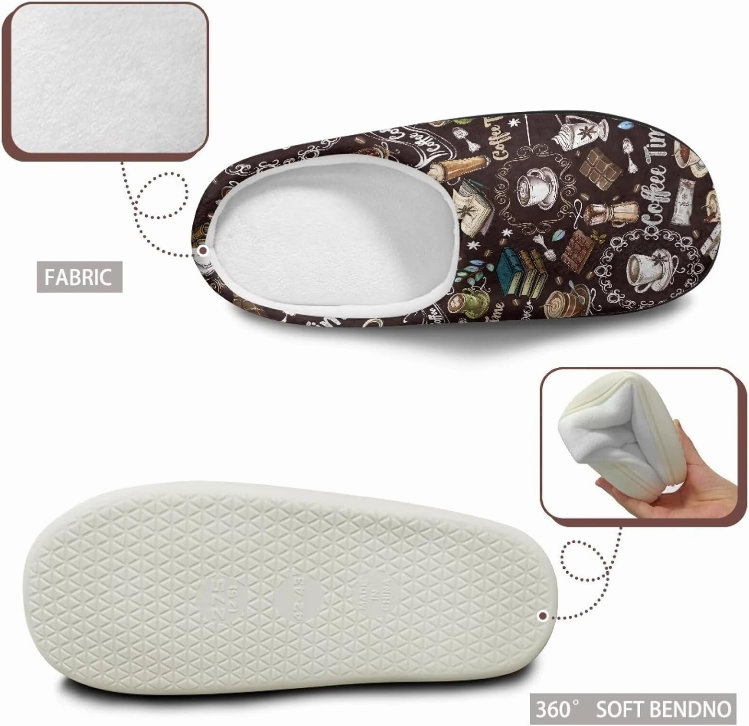 Cotton Slippers, Winter Non-Slip Slippers for Women，Women's Winter House Shoes Indoor and Outdoor Size 34-50
