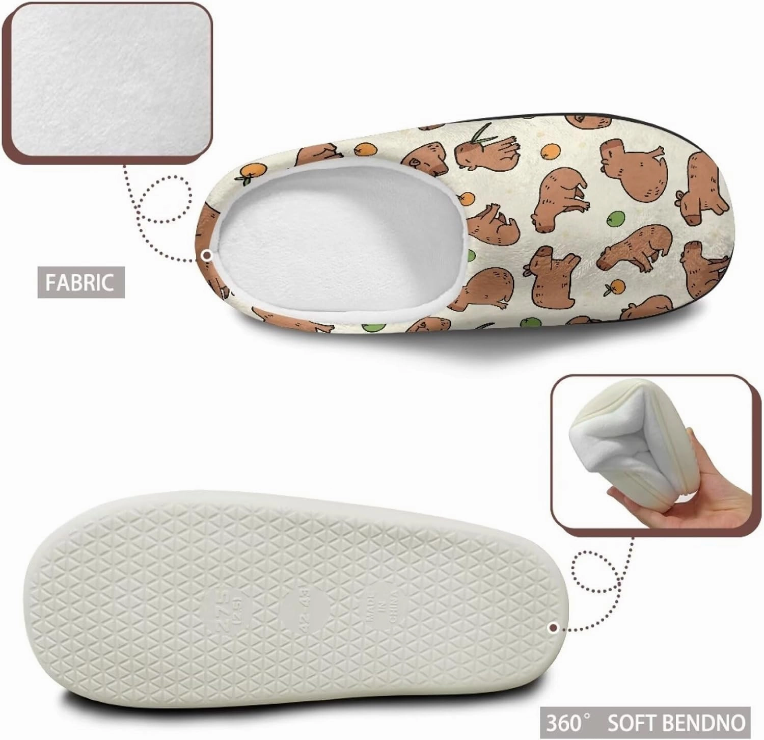 Cotton Slippers, Winter Non-Slip Slippers for Women，Women's Winter House Shoes Indoor and Outdoor Size 34-50