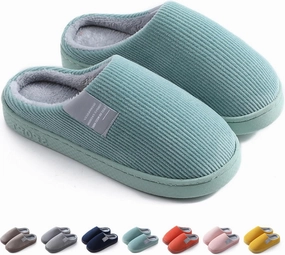 Cotton Slippers Women Men Plush Couples Home Slippers Fluffy Winter Warm Slippers Slip-On House Slippers Fuzzy Anti-Skid Indoor Outdoor Shoes Cozy Bedroom Slippers
