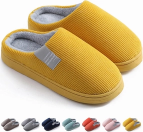 Cotton Slippers Women Men Plush Couples Home Slippers Fluffy Winter Warm Slippers Slip-On House Slippers Fuzzy Anti-Skid Indoor Outdoor Shoes Cozy Bedroom Slippers