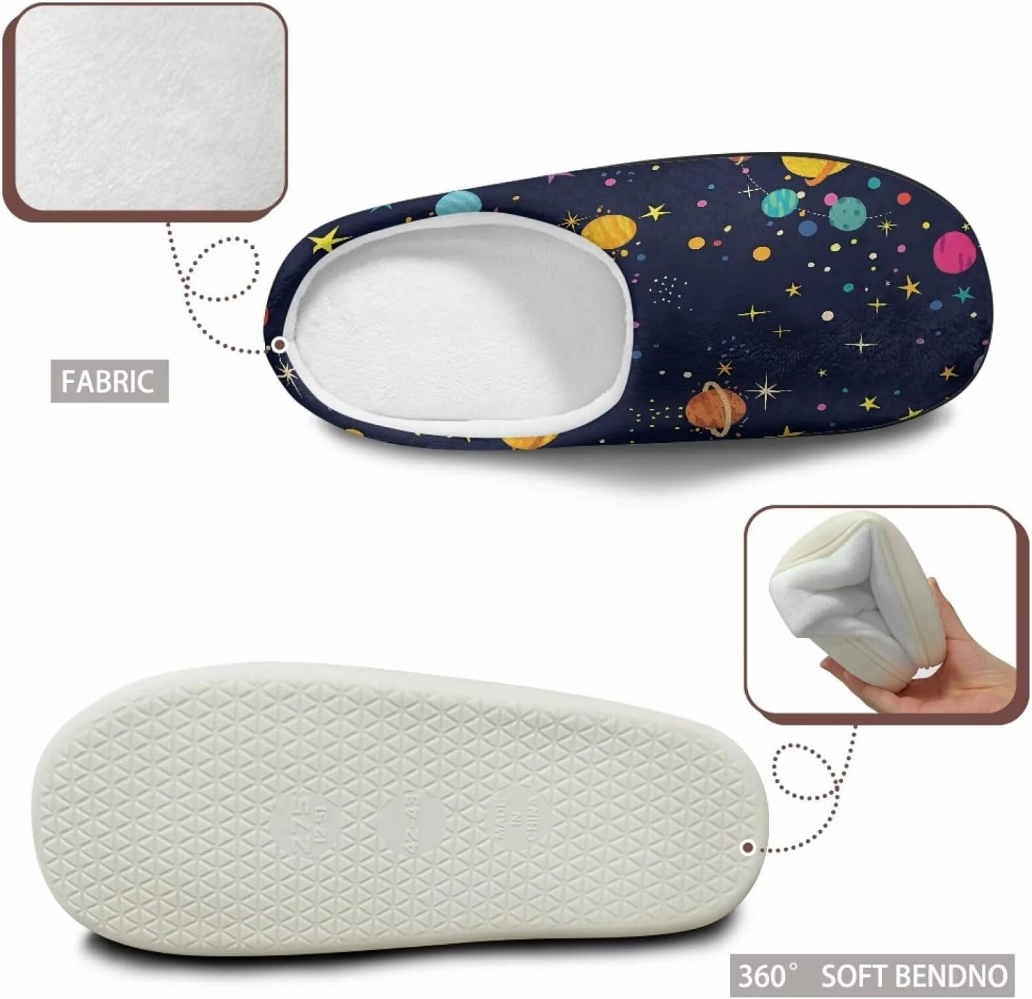 Cotton Slippers, Women's Fuzzy Slippers, House Shoes, Indoor & Outdoor, Size 34-50 (EUR), 3-15 (US) (Women), 8-15 (Men) for Women & Men