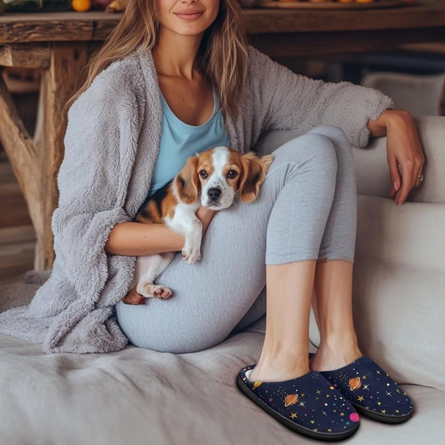 Cotton Slippers, Women's Fuzzy Slippers, House Shoes, Indoor & Outdoor, Size 34-50 (EUR), 3-15 (US) (Women), 8-15 (Men) for Women & Men